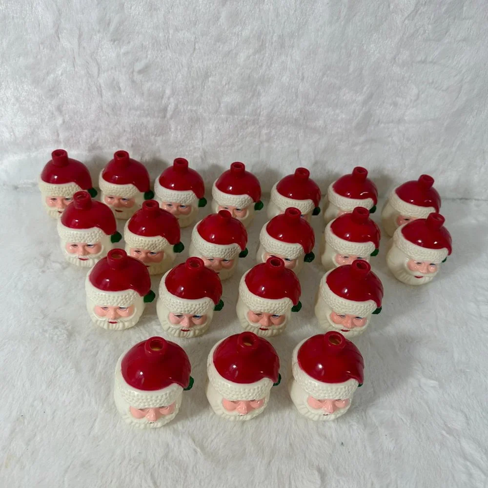 Vintage Santa Head Blow Mold String Light Covers Set Of 20 Rare Christmas! 🎅
